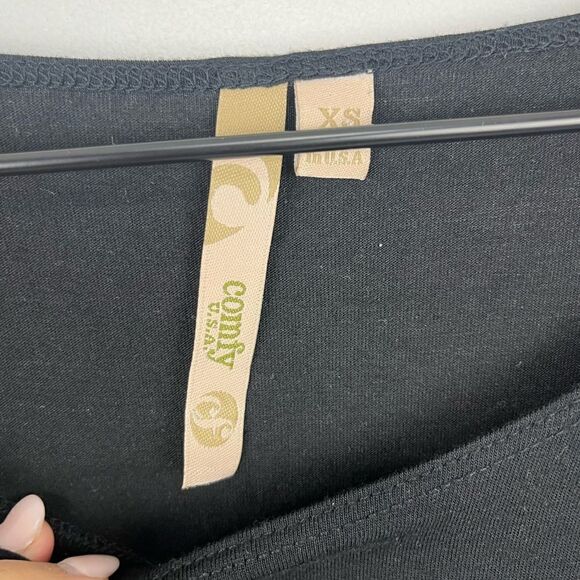 Comfy USA Black Cut Out Chest Long Sleeve Tunic XS - Picture 3 of 5